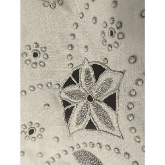 Vintage Handmade Embroidered Bed Coverlet White Linen Silver Butterfly NWT - Picture 7 of 9